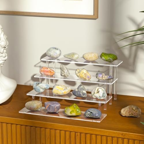4 Tier Acrylic Display Risers, Clear Perfume Organizer, Cupcake Stand in 15.3x7.6x5.8 inch in Clear, alternate view 5