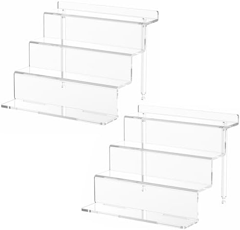4 Tier Acrylic Riser Display Stands Shelf for Amiibo Funko,12"1 Pack in Clear