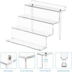 4 Tier Acrylic Riser Display Stands Shelf for Amiibo Funko,12"1 Pack in Clear, alternate view 4