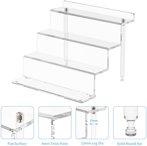 4 Tier Acrylic Riser Display Stands Shelf for Amiibo Funko,12"1 Pack in Clear, alternate view 4