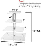 4 Tier Acrylic Square Cupcake Stand with Light -Serving Tray in Yellow Light (Battery), alternate view 2