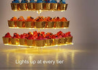 4 Tier Acrylic Square Cupcake Stand with Light -Serving Tray in Yellow Light (Battery), alternate view 5