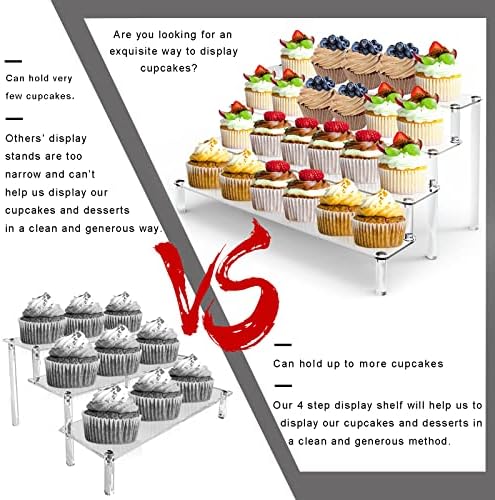 4 Tier Acrylic Stands for Display, Clear Perfume Organizer, Cupcake Stand in clear, alternate view 3