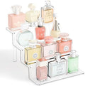 4 Tier Clear Acrylic Display Risers,9 Inch Large Perfume Organizer, Colonge Stand and Cupcake Risers, Acrylic