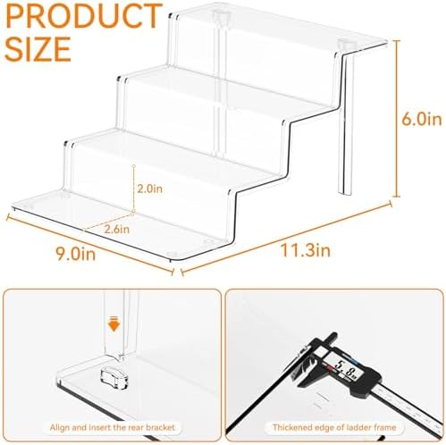 4 Tier Clear Acrylic Display Risers,9 Inch Large Perfume Organizer, Colonge Stand and Cupcake Risers, Acrylic, alternate view