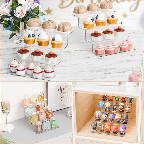 4 Tier Clear Acrylic Display Risers,9 Inch Large Perfume Organizer, Colonge Stand and Cupcake Risers, Acrylic, alternate view
