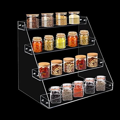 4-Tier Clear Acrylic Spice Rack Organizer for Cabinet Countertop in Clear, alternate view 4
