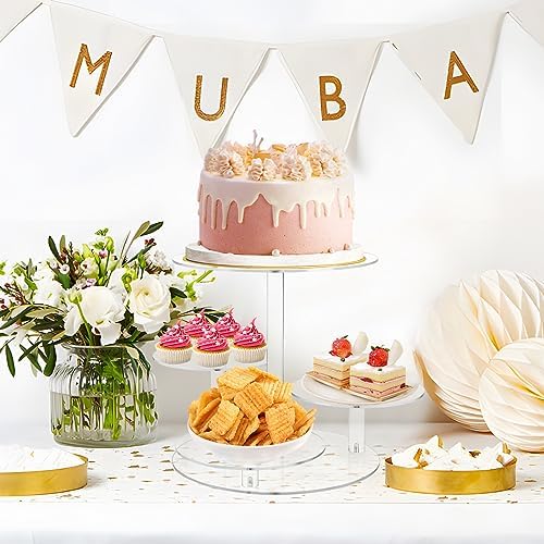 4 Tier Clear Cake and Cupcake Stand Combo for Birthday Party Decor, Acrylic Cupcake Tower Stand for 50 Cupcakes, alternate