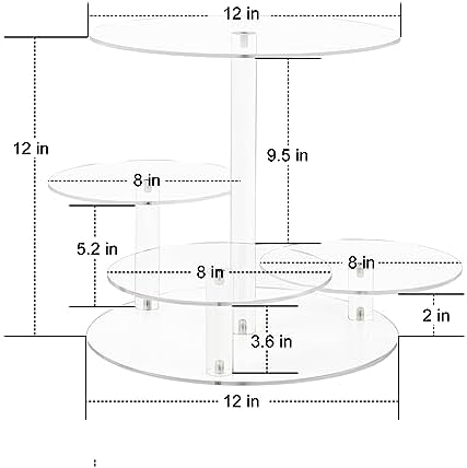 4 Tier Clear Cake and Cupcake Stand Combo for Birthday Party Decor, Acrylic Cupcake Tower Stand for 50 Cupcakes, alternate
