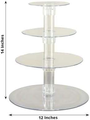 4-Tier Clear Heavy Duty Round Acrylic Cake Stand, Cupcake Tower Dessert Holder Display Stand with Film Sheets, alternate view