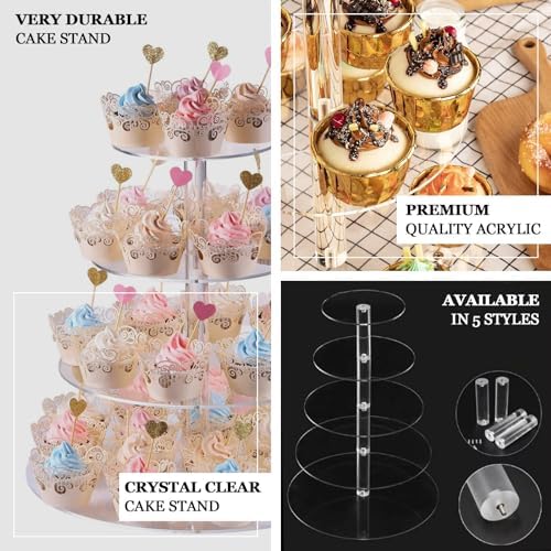 4-Tier Clear Heavy Duty Round Acrylic Cake Stand, Cupcake Tower Dessert Holder Display Stand with Film Sheets, alternate view
