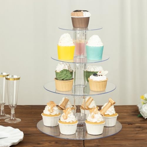 4-Tier Clear Heavy Duty Round Acrylic Cake Stand, Cupcake Tower Dessert Holder Display Stand with Film Sheets, alternate view