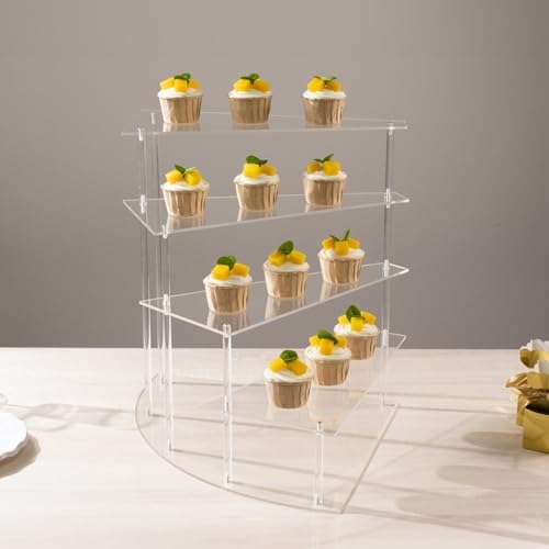 4-Tier Clear Spiral Cupcake Stand Mirror Finish Stairway Dessert Display & Luxury Vanity Storage Perfume, alternate view 3
