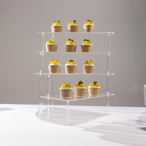 4-Tier Clear Spiral Cupcake Stand Mirror Finish Stairway Dessert Display & Luxury Vanity Storage Perfume, alternate view 7