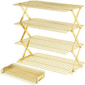 4 Tier Collapsible Cooling Rack - Adjustable Stainless Steel Baking Rack with Mesh Leak Proof, Foldable X-Shaped