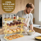 4 Tier Collapsible Cooling Rack - Adjustable Stainless Steel Baking Rack with Mesh Leak Proof, Foldable X-Shaped, alternate