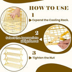 4 Tier Collapsible Cooling Rack - Adjustable Stainless Steel Baking Rack with Mesh Leak Proof, Foldable X-Shaped, alternate