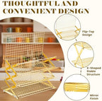 4 Tier Collapsible Cooling Rack - Adjustable Stainless Steel Baking Rack with Mesh Leak Proof, Foldable X-Shaped, alternate