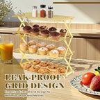 4 Tier Collapsible Cooling Rack - Adjustable Stainless Steel Baking Rack with Mesh Leak Proof, Foldable X-Shaped, alternate