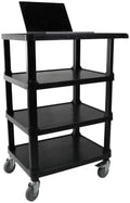 4-Tier Compact Multi-Purpose Utility Cart, Locking Wheels, Black in Black
