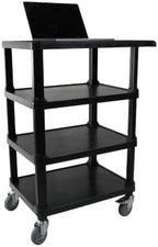 4-Tier Compact Multi-Purpose Utility Cart, Locking Wheels, Black in Black