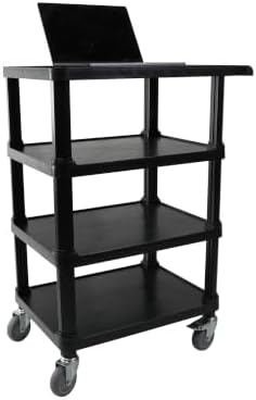 4-Tier Compact Multi-Purpose Utility Cart, Locking Wheels, Black in Black