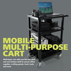 4-Tier Compact Multi-Purpose Utility Cart, Locking Wheels, Black in Black, alternate view 2