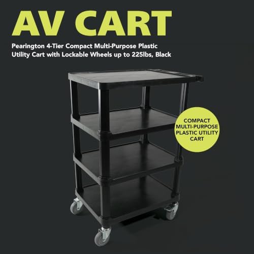4-Tier Compact Multi-Purpose Utility Cart, Locking Wheels, Black in Black, alternate view 3