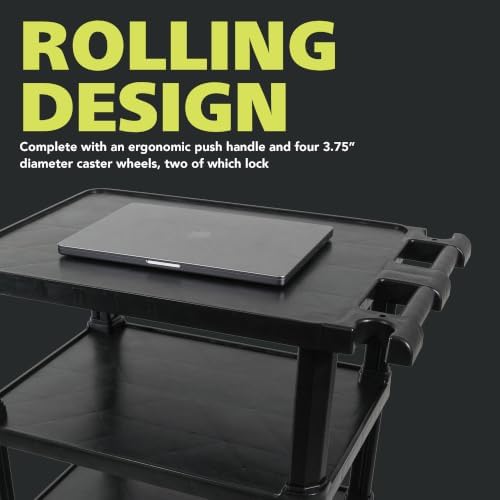 4-Tier Compact Multi-Purpose Utility Cart, Locking Wheels, Black in Black, alternate view 4
