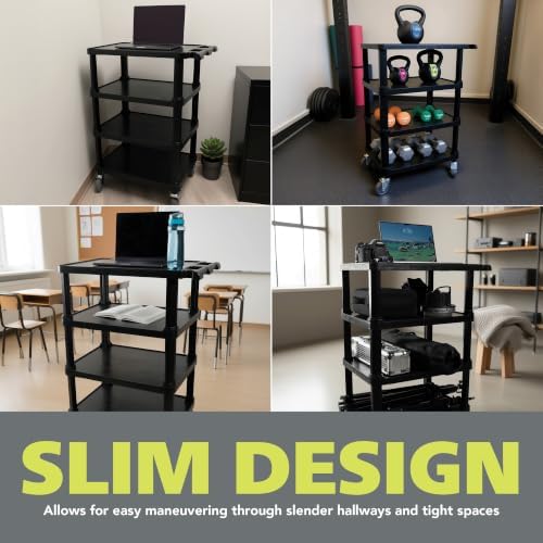 4-Tier Compact Multi-Purpose Utility Cart, Locking Wheels, Black in Black, alternate view 6