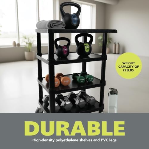 4-Tier Compact Multi-Purpose Utility Cart, Locking Wheels, Black in Black, alternate view 7