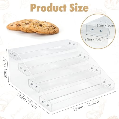 4 Tier Cookie Display Stand, Clear Acrylic Tiered Cupcake & Dessert Display Stand for Bakers, Vendors, Parties, alternate