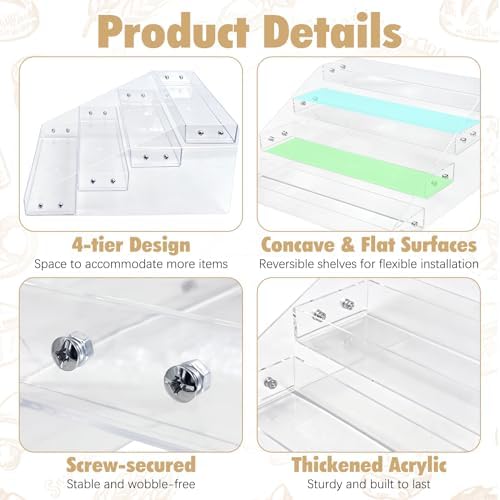 4 Tier Cookie Display Stand, Clear Acrylic Tiered Cupcake & Dessert Display Stand for Bakers, Vendors, Parties, alternate