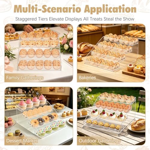 4 Tier Cookie Display Stand, Clear Acrylic Tiered Cupcake & Dessert Display Stand for Bakers, Vendors, Parties, alternate