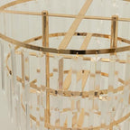 4-Tier Crystal Pendant Table Centerpiece Chandelier, Round Gold Metal Flower Stand - 38" Tall Wedding Pedestal, alternate