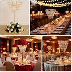 4-Tier Crystal Pendant Table Centerpiece Chandelier, Square Gold Metal Flower Stand - 38" Tall Wedding Pedestal, alternate