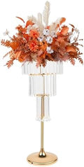 4 Tier Crystal Vase for Centerpieces, Gold Acrylic Display Stand in Gold