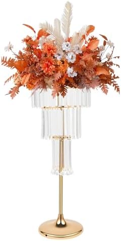 4 Tier Crystal Vase for Centerpieces, Gold Acrylic Display Stand in Gold