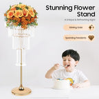 4 Tier Crystal Vase for Centerpieces, Gold Acrylic Display Stand in Gold, alternate view 3