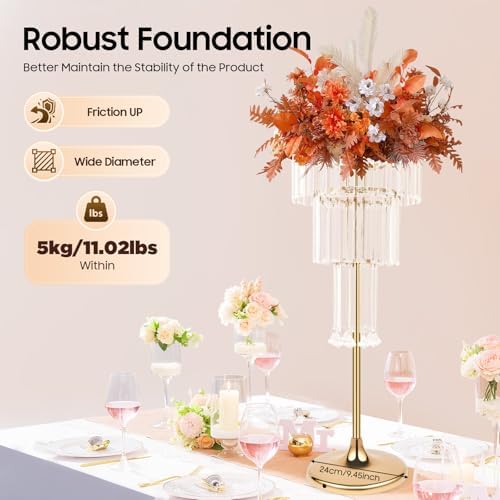 4 Tier Crystal Vase for Centerpieces, Gold Acrylic Display Stand in Gold, alternate view 4