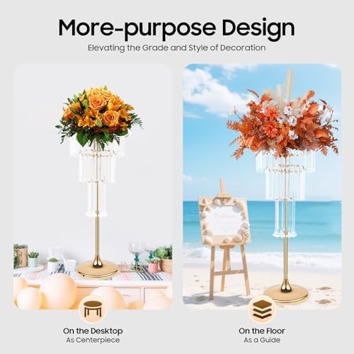4 Tier Crystal Vase for Centerpieces, Gold Acrylic Display Stand in Gold, alternate view 5
