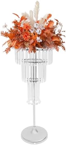 4 Tier Crystal Vase for Centerpieces Silver Acrylic Display Stand in Silver