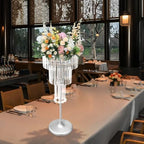 4 Tier Crystal Vase for Centerpieces Silver Acrylic Display Stand in Silver, alternate view 6