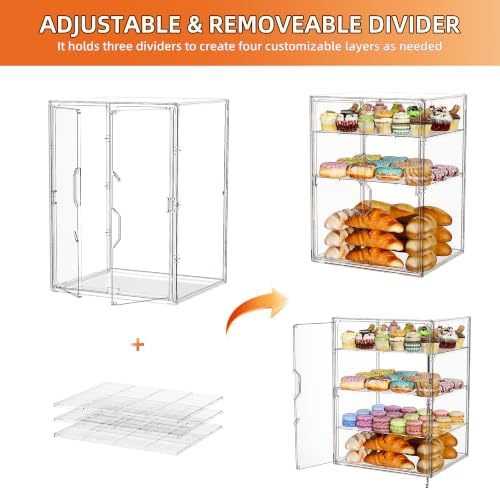 4 Tier Cupcake Stand Acrylic Cardboard Cupcake Tower Holder, Dessert Pastry Cookie Display Stand Case with 2 Lid, alternate