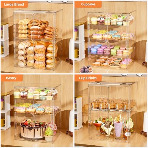 4 Tier Cupcake Stand Acrylic Cardboard Cupcake Tower Holder, Dessert Pastry Cookie Display Stand Case with 2 Lid, alternate