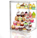 4 Tier Cupcake Stand Acrylic Cardboard Cupcake Tower Holder, Dessert Pastry Cookie Display Stand Case with Lid