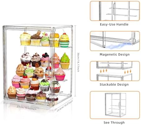 4 Tier Cupcake Stand Acrylic Cardboard Cupcake Tower Holder, Dessert Pastry Cookie Display Stand Case with Lid, alternate