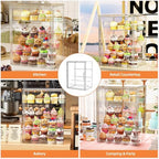 4 Tier Cupcake Stand Acrylic Cardboard Cupcake Tower Holder, Dessert Pastry Cookie Display Stand Case with Lid, alternate