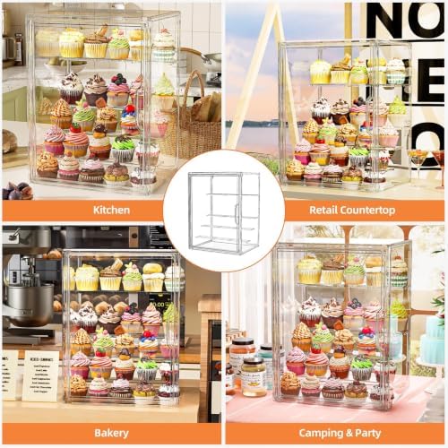 4 Tier Cupcake Stand Acrylic Cardboard Cupcake Tower Holder, Dessert Pastry Cookie Display Stand Case with Lid, alternate