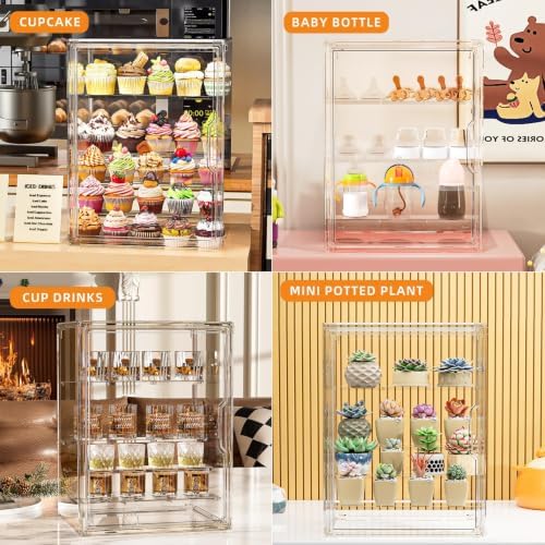 4 Tier Cupcake Stand Acrylic Cardboard Cupcake Tower Holder, Dessert Pastry Cookie Display Stand Case with Lid, alternate
